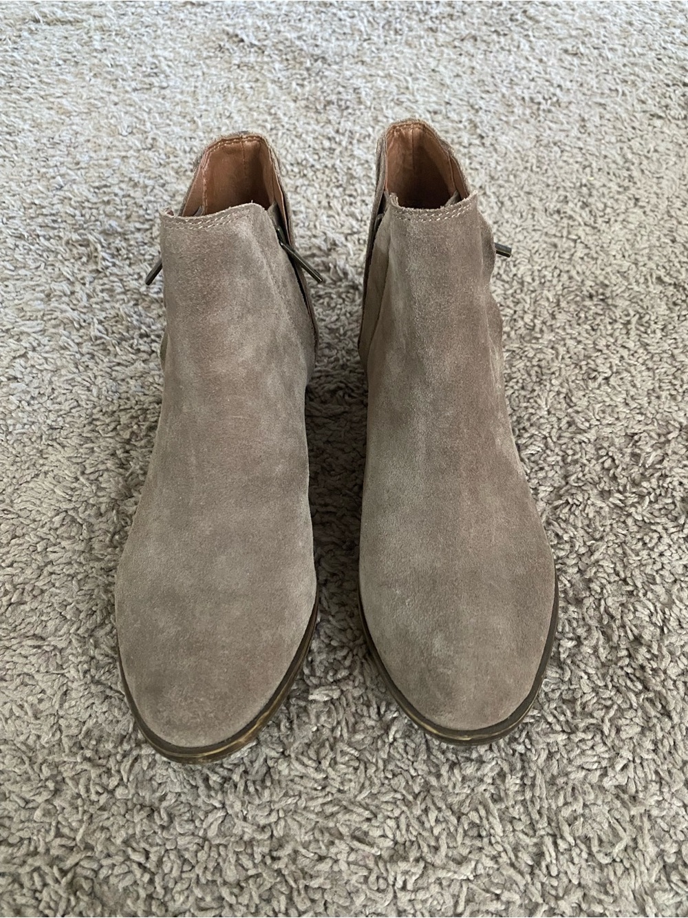 Lucky Brand Taupe Suede Ankle Booties Size 7.5
